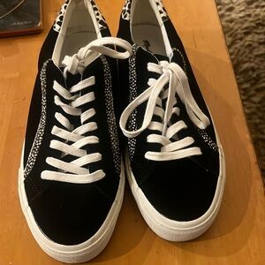 NEW Madewell Sneakers black suede with leopard detail SZ 9